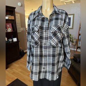 Reserve Fairfax black & white plaid button down shirt-size XL